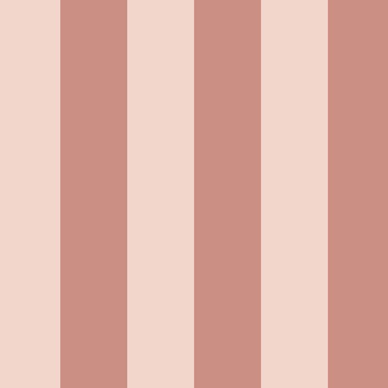 Wide Stripe Wallpaper in Dusty Rose & Apricot Blush – graphic, wide stripes on an apricot blush ground