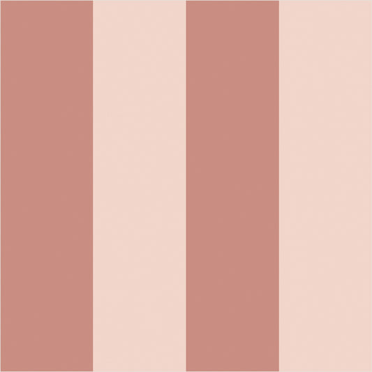 Dusty Rose & Apricot Blush – Wide Stripe Wallpaper - true-scale 62 cm swatch