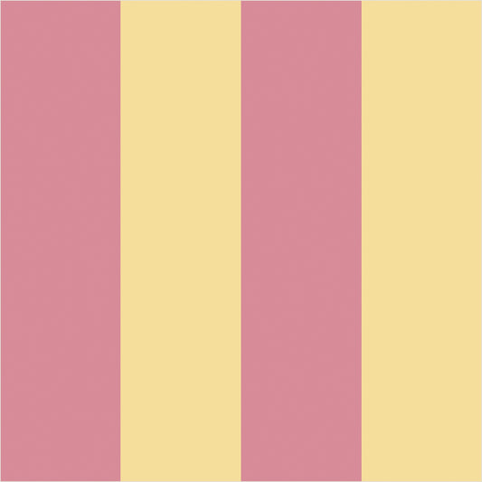 Dusty Rose & Buttercream wide stripe wallpaper, true-scale 62 cm swatch