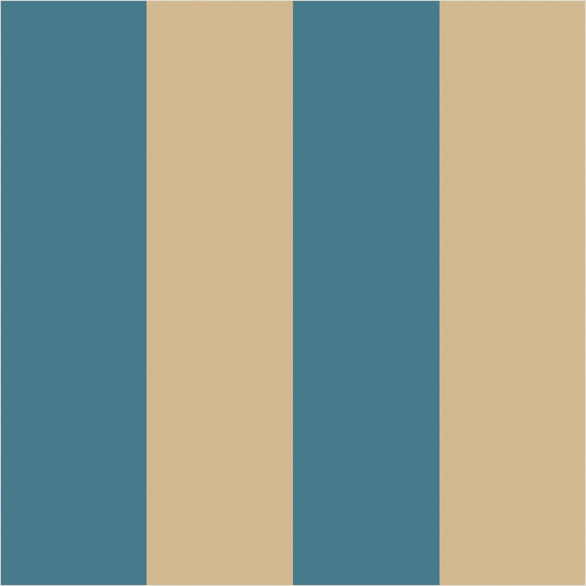 Dutch Blue & Warm Sand wide stripe wallpaper, true-scale 62 cm swatch