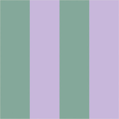 Eucalyptus & Soft Lilac wide stripe wallpaper, true-scale 62 cm swatch