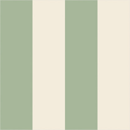 Gentle Sage & Warm Ivory wide stripe wallpaper, true-scale 62 cm swatch