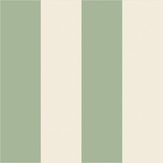 Gentle Sage & Warm Ivory wide stripe wallpaper, true-scale 62 cm swatch