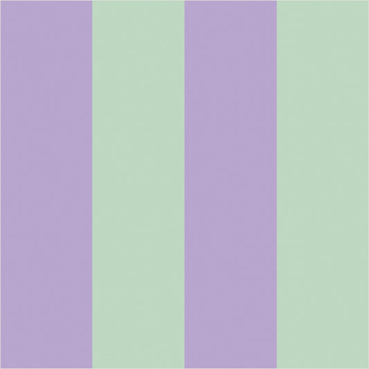 Lavender Mist & Mint wide stripe wallpaper, true-scale 62 cm swatch