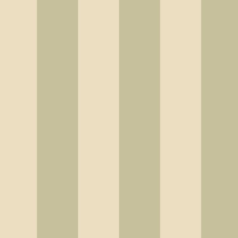 Wide Stripe Wallpaper in Olive & Warm Sand – graphic, wide stripes on a warm sand ground