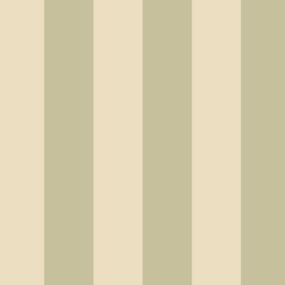 Wide Stripe Wallpaper in Olive & Warm Sand – graphic, wide stripes on a warm sand ground