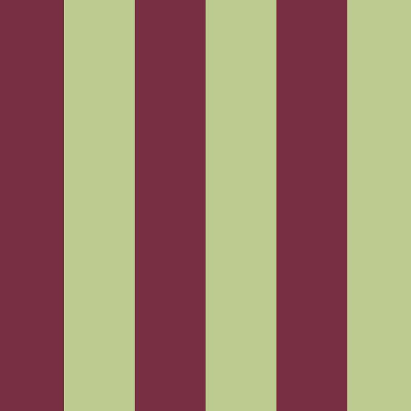 Wide Stripe Wallpaper in Pistachio & Burgundy – graphic, wide stripes on a burgundy ground