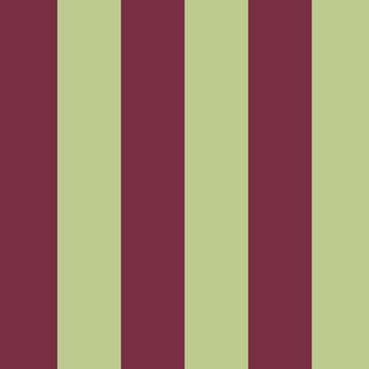 Wide Stripe Wallpaper in Pistachio & Burgundy – graphic, wide stripes on a burgundy ground
