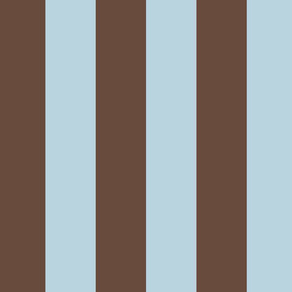 Wide Stripe Wallpaper in Powder Blue & Cocoa – graphic, wide stripes on a cocoa ground