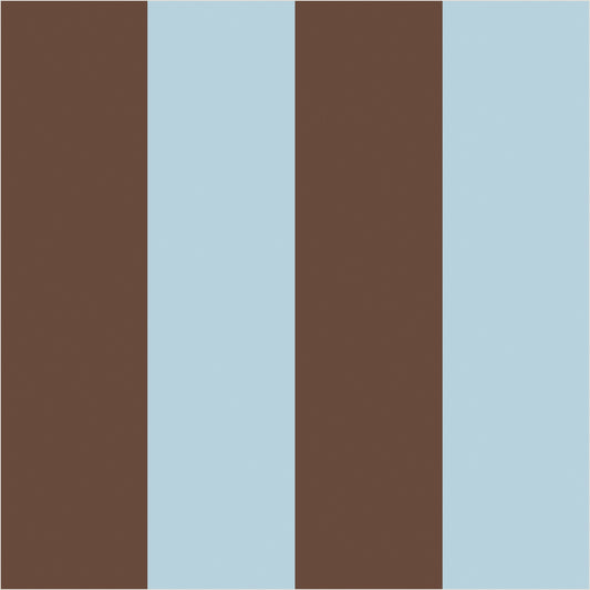Powder Blue & Cocoa wide stripe wallpaper, true-scale 62 cm swatch