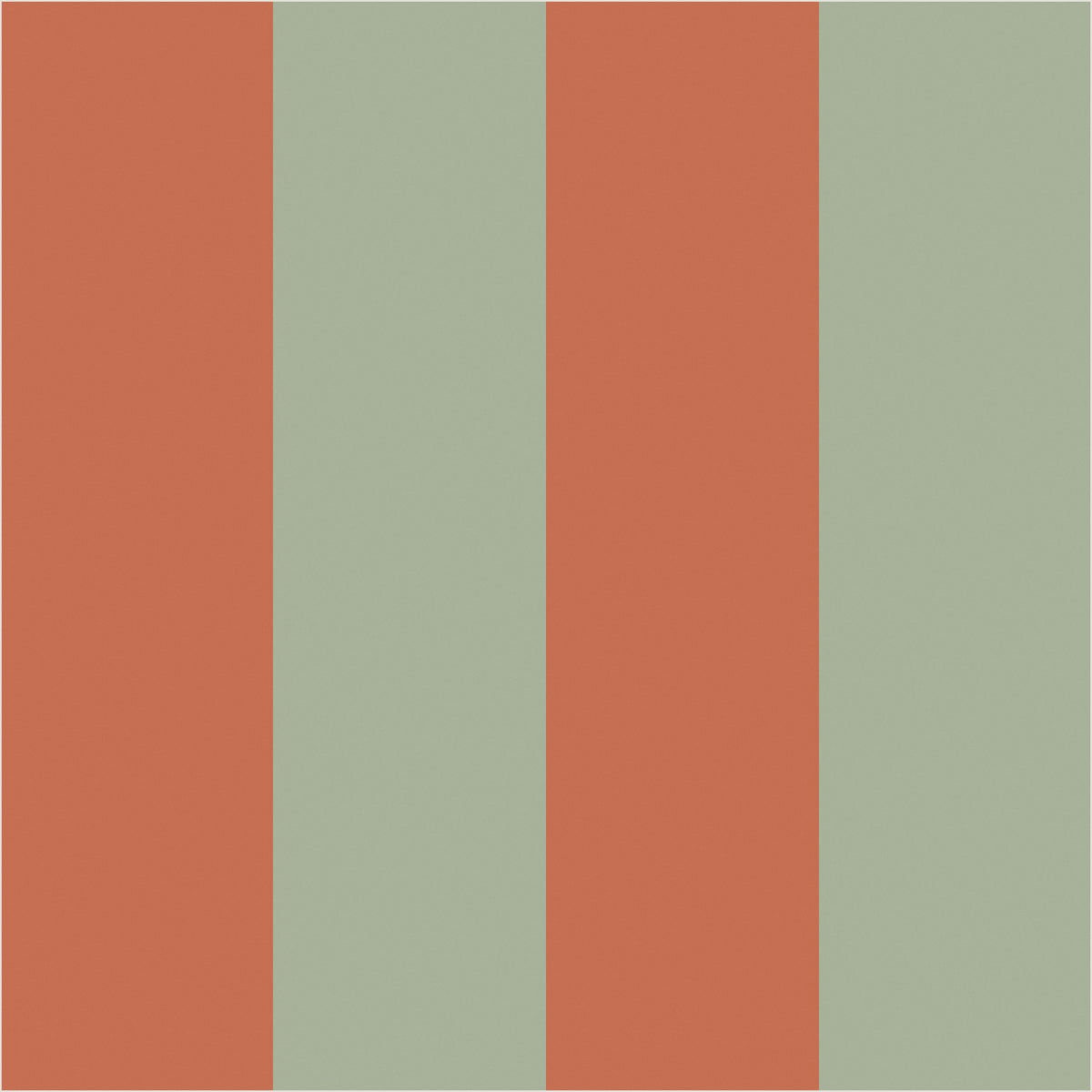 Sage & Baked Clay wide stripe wallpaper, true-scale 62 cm swatch