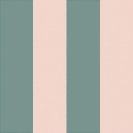 Sage Grey & Apricot Blush – Wide Stripe Wallpaper - true-scale 62 cm swatch
