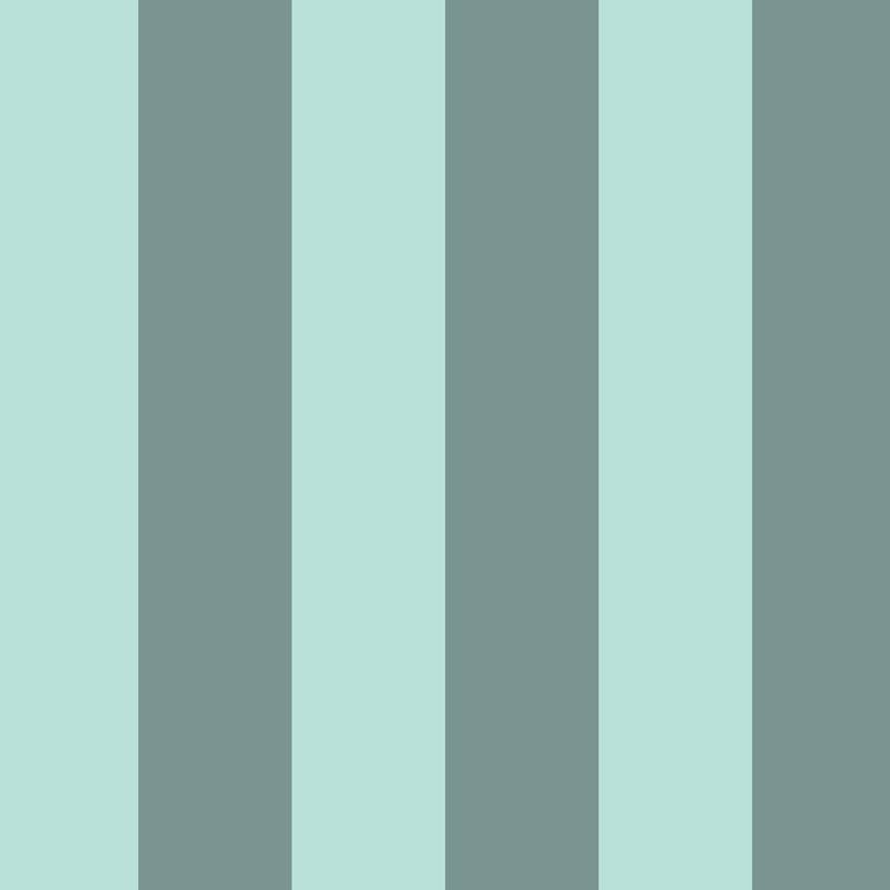 Wide Stripe Wallpaper in Sage Grey & Sea Mint – graphic, wide stripes on a sea mint ground