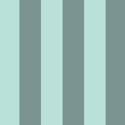 Wide Stripe Wallpaper in Sage Grey & Sea Mint – graphic, wide stripes on a sea mint ground