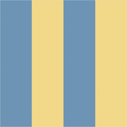 Soft Denim & Pale Yellow wide stripe wallpaper, true-scale 62 cm swatch