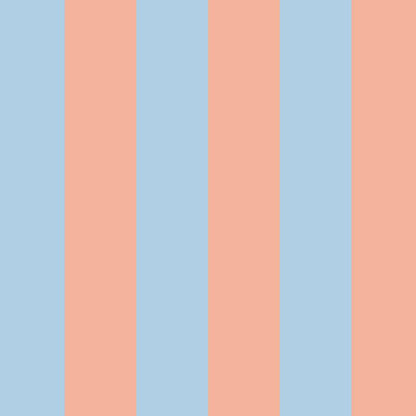 Wide Stripe Wallpaper in Soft Peach & Sky Blue – graphic, wide stripes on a sky blue ground