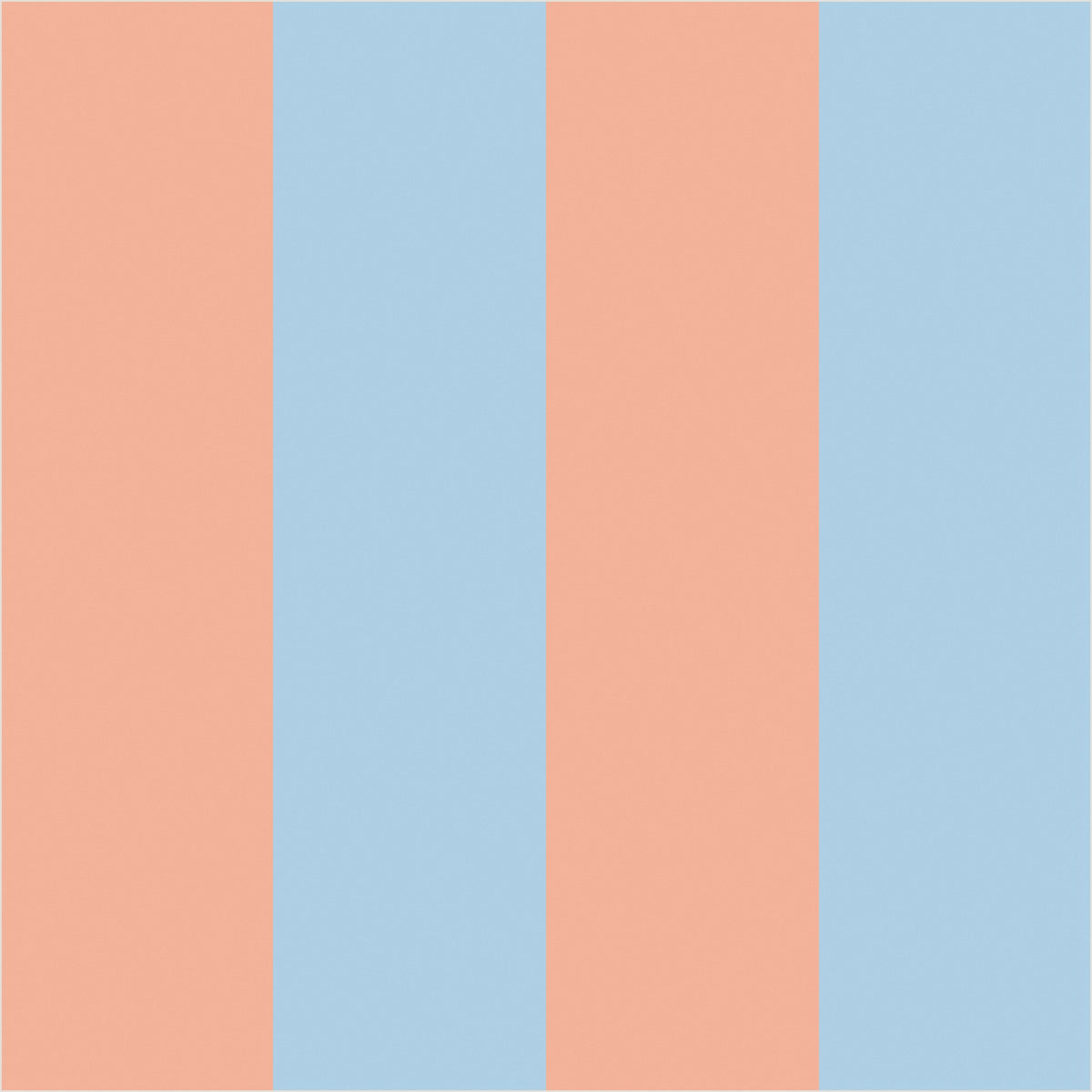 Soft Peach & Sky Blue wide stripe wallpaper, true-scale 62 cm swatch
