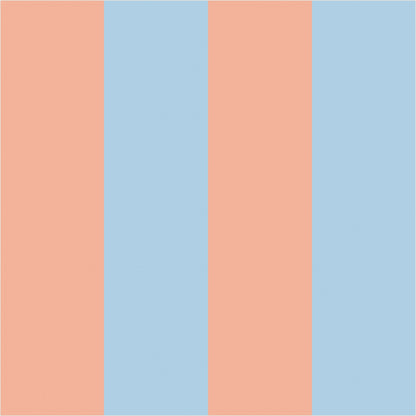 Soft Peach & Sky Blue wide stripe wallpaper, true-scale 62 cm swatch