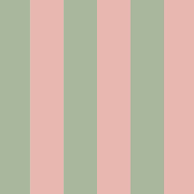 Wide Stripe Wallpaper in Warm Blush & Soft Sage – graphic, wide stripes on a soft sage ground
