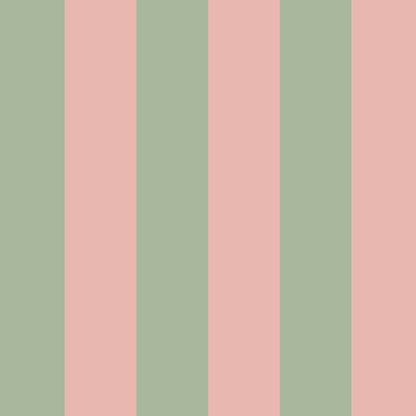 Wide Stripe Wallpaper in Warm Blush & Soft Sage – graphic, wide stripes on a soft sage ground