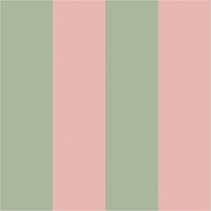 Warm Blush & Soft Sage wide stripe wallpaper, true-scale 62 cm swatch