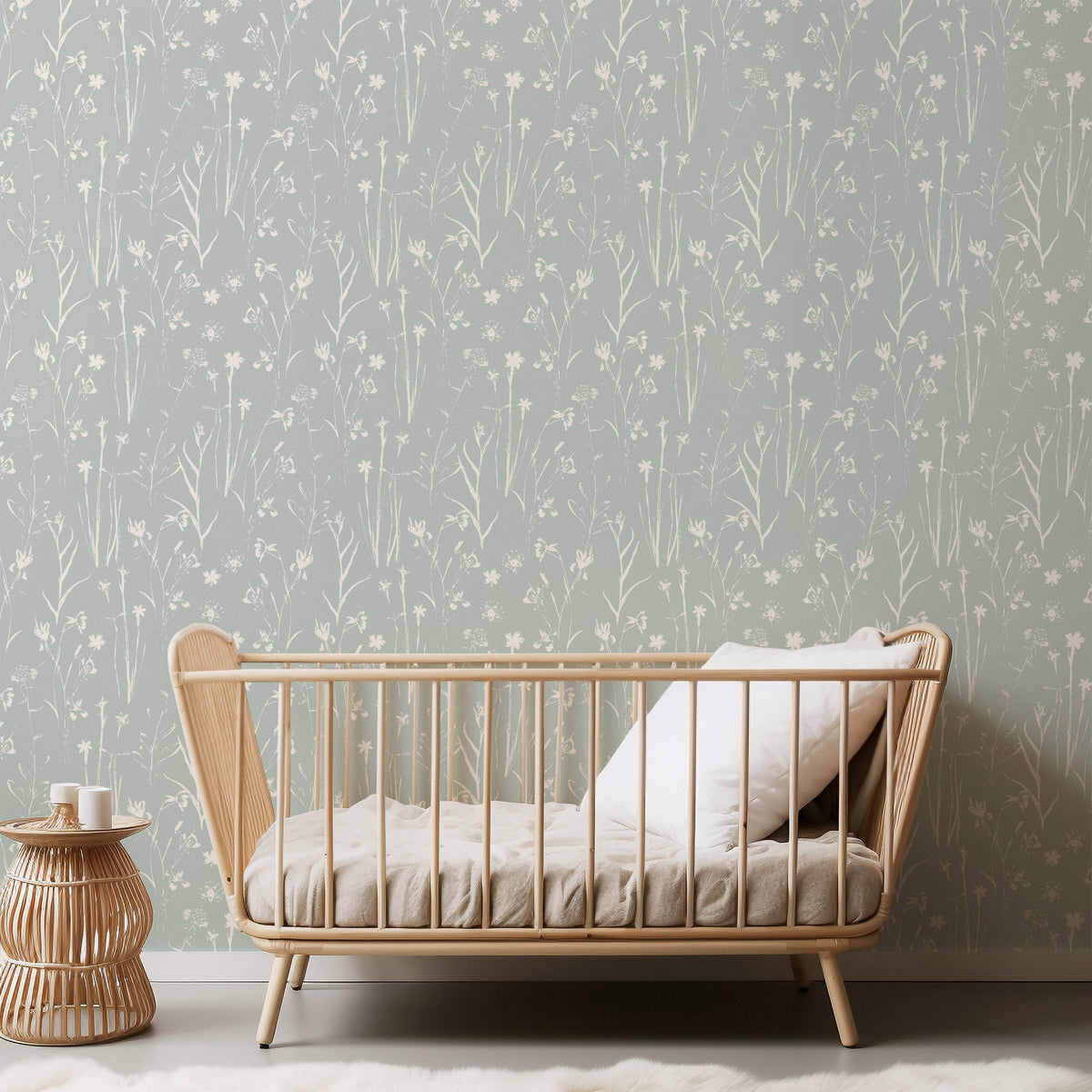 Wildflower Veil wallpaper in a nursery and children's room