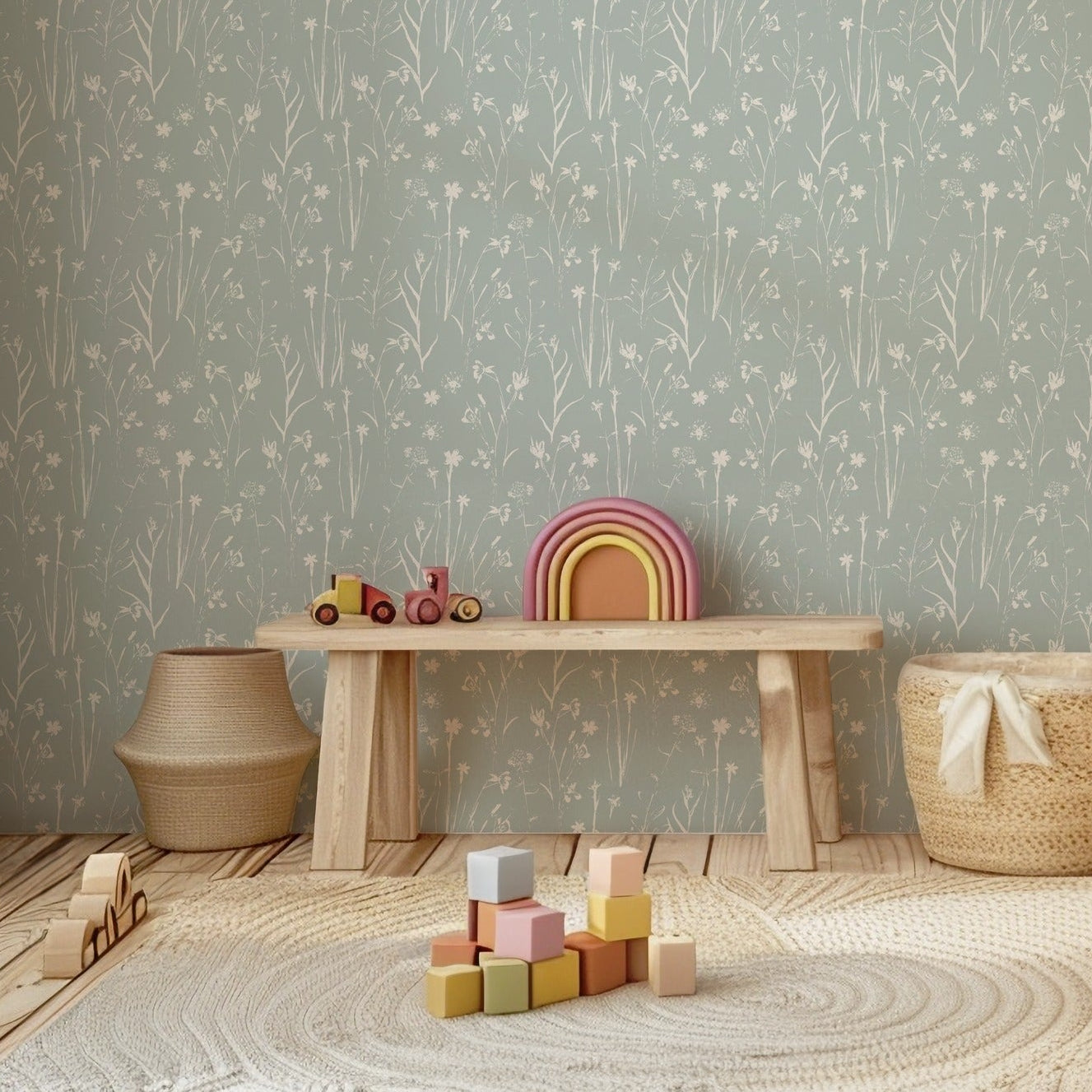 Wildflower Veil wallpaper in a nursery and children's room