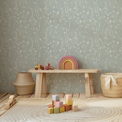 Wildflower Veil wallpaper in a nursery and children's room